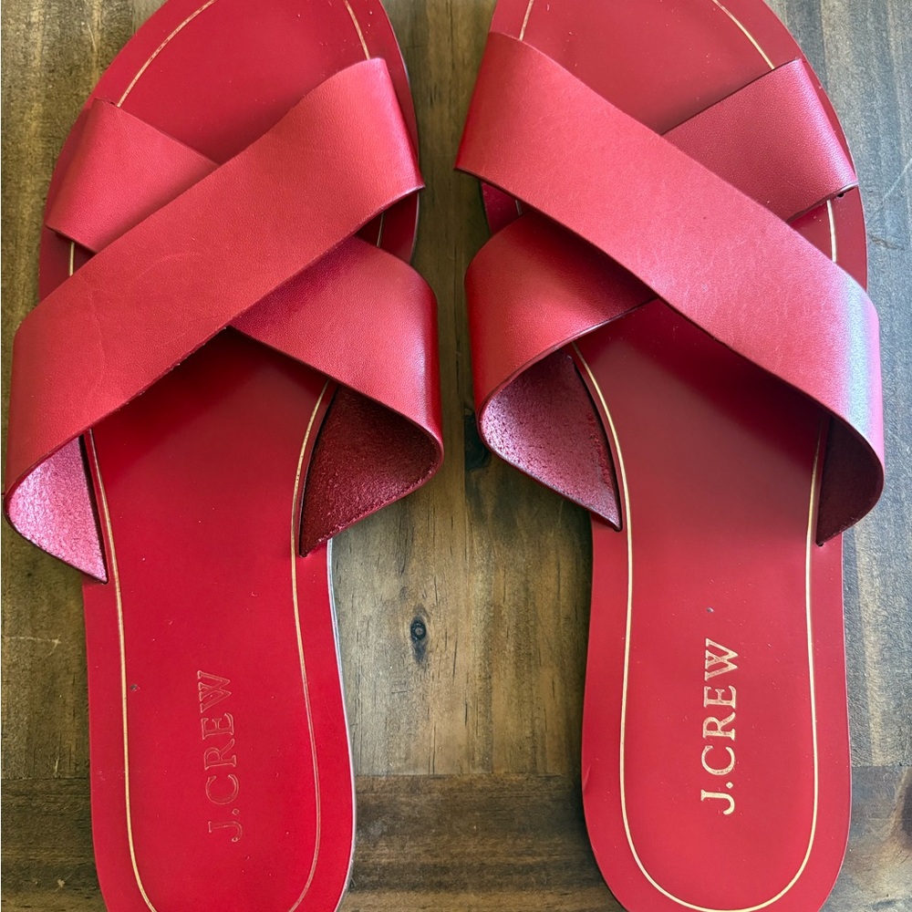 J. Crew Women's Bold Red Cross Strap Sandals